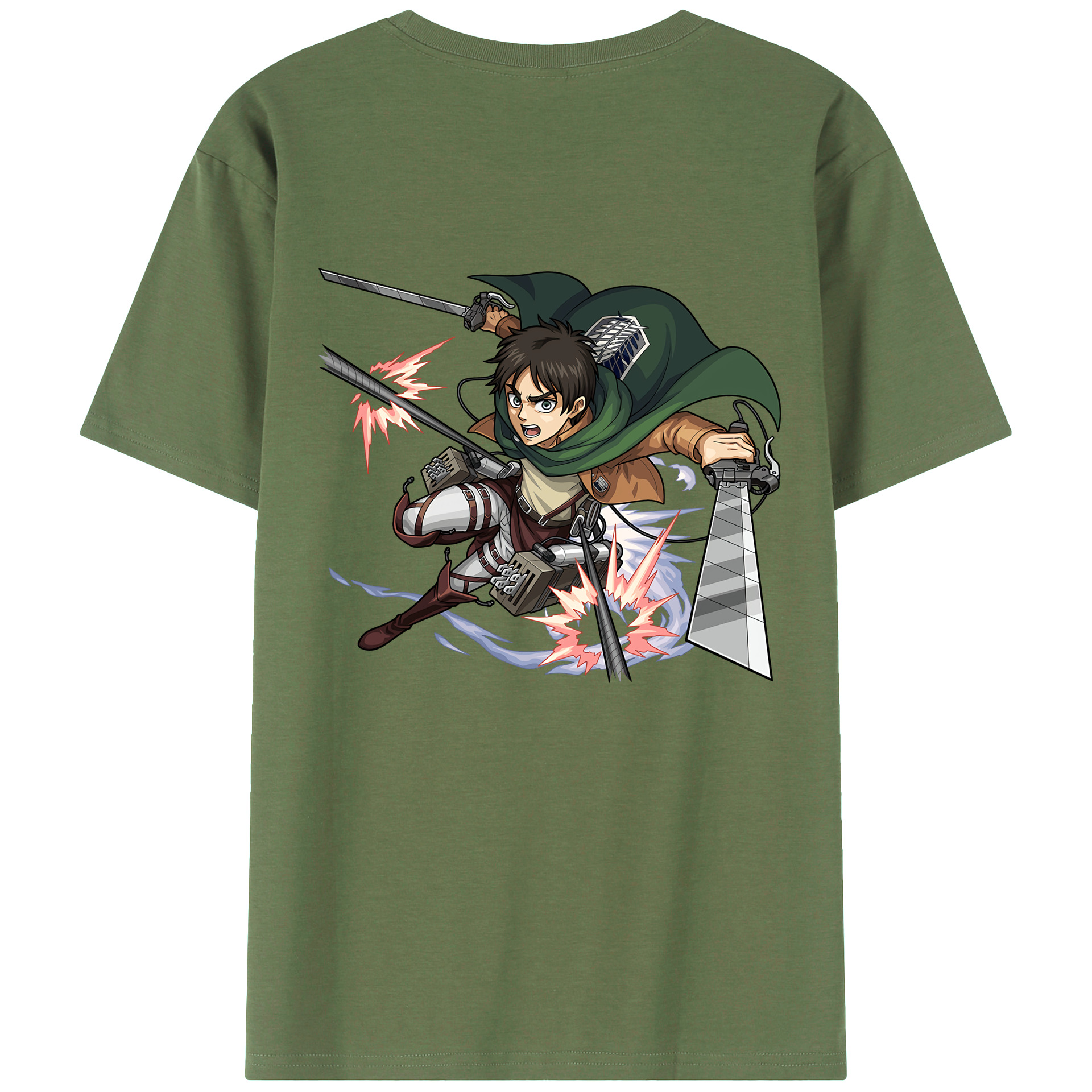 （画像用） 進撃の巨人 エレン･イェーガー Attack on Titan Eren Jäger 綿100％ メンズ半袖Tシャツ（バックプリント） 通気性